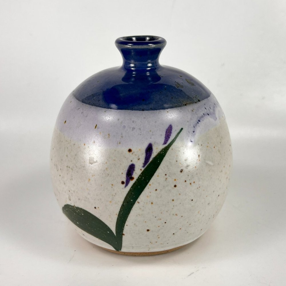 Vtg David Myers Studio Stoneware Pottery Bud Vase Glazed Speckled Signed 90s